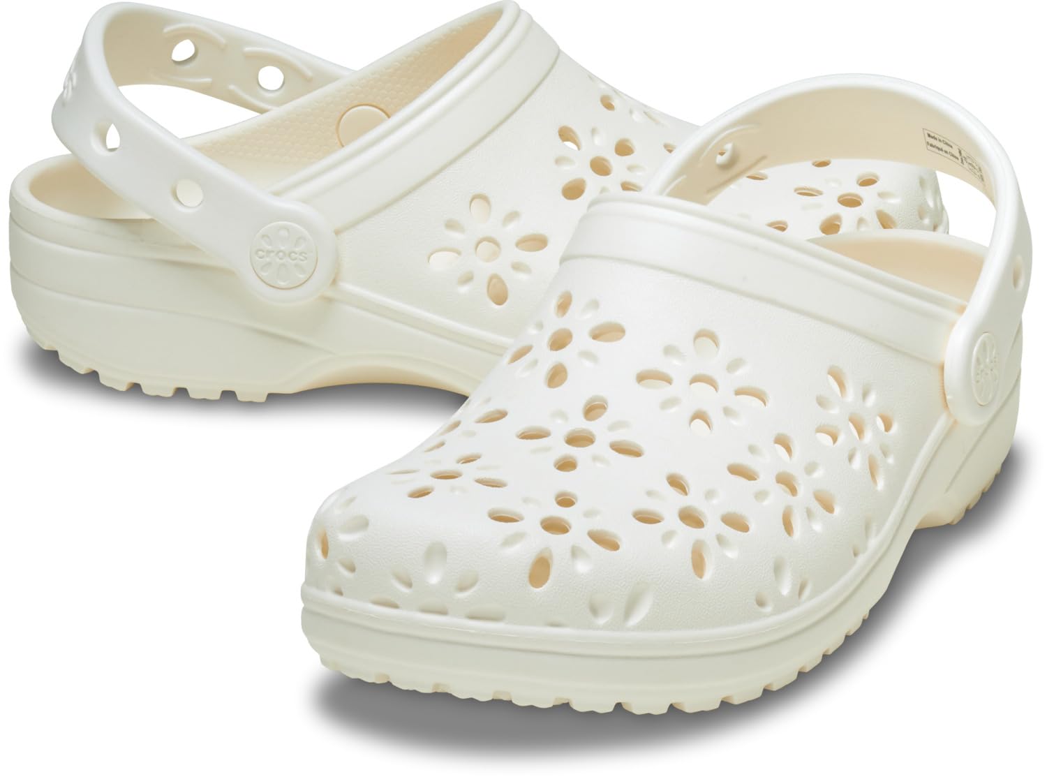 Crocs Zuecos clásicos Unisex para niños con diseño Floral Recortado