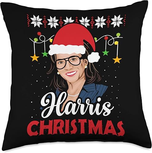 Harris Christmas Kamala VP Vice President Funny Harris - Almohada de Navidad, 18 x 18 pulgadas, multicolor