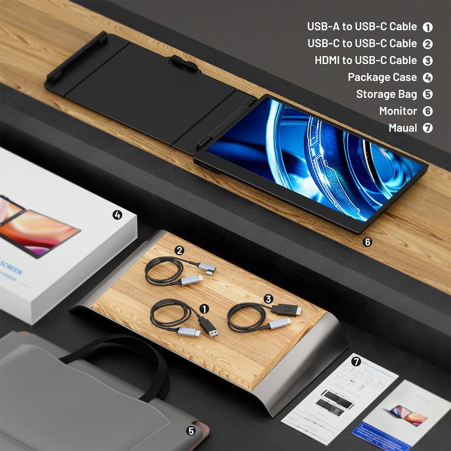 KEFEYA Moniteur Portable pour Ordinateur Portable, prolongateur d'écran 14" FHD 1080P IPS 300nit Double écran, Fonctionne avec Mac Windows Android Chrome Linux, Haut-parleurs intégrés - 4