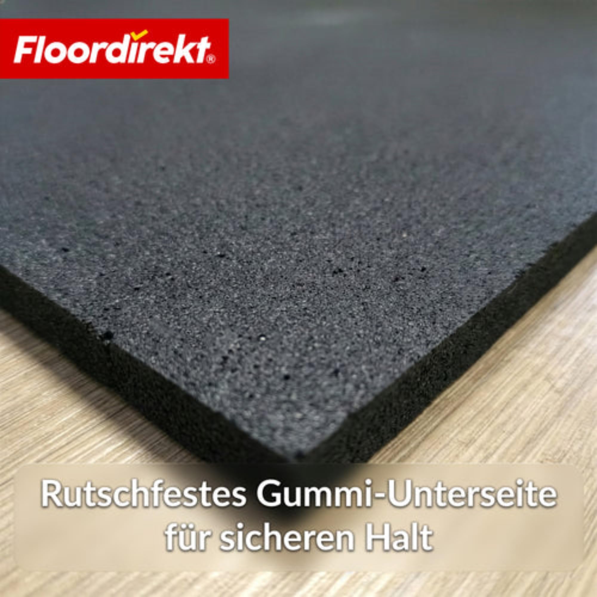 Floordirekt Schutzmatten Bodenschutzmatte 100 x 100 cm – 10 mm - Sportgeräte Matte Unterlegmatte Bodenmatte Gummimatte