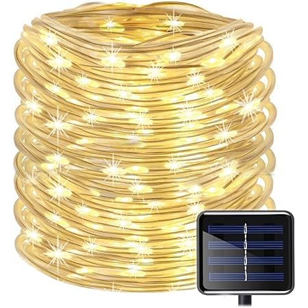 Outdoor Solar Rope Lights 8 Lighting Modes 100 Led 33ft Waterproof Copper Wire String Fairy Christmas Lights Ideal For Christmas Tree Halloween Garden Patio Bedroom Wedding Decorations Warm White Amazon Com