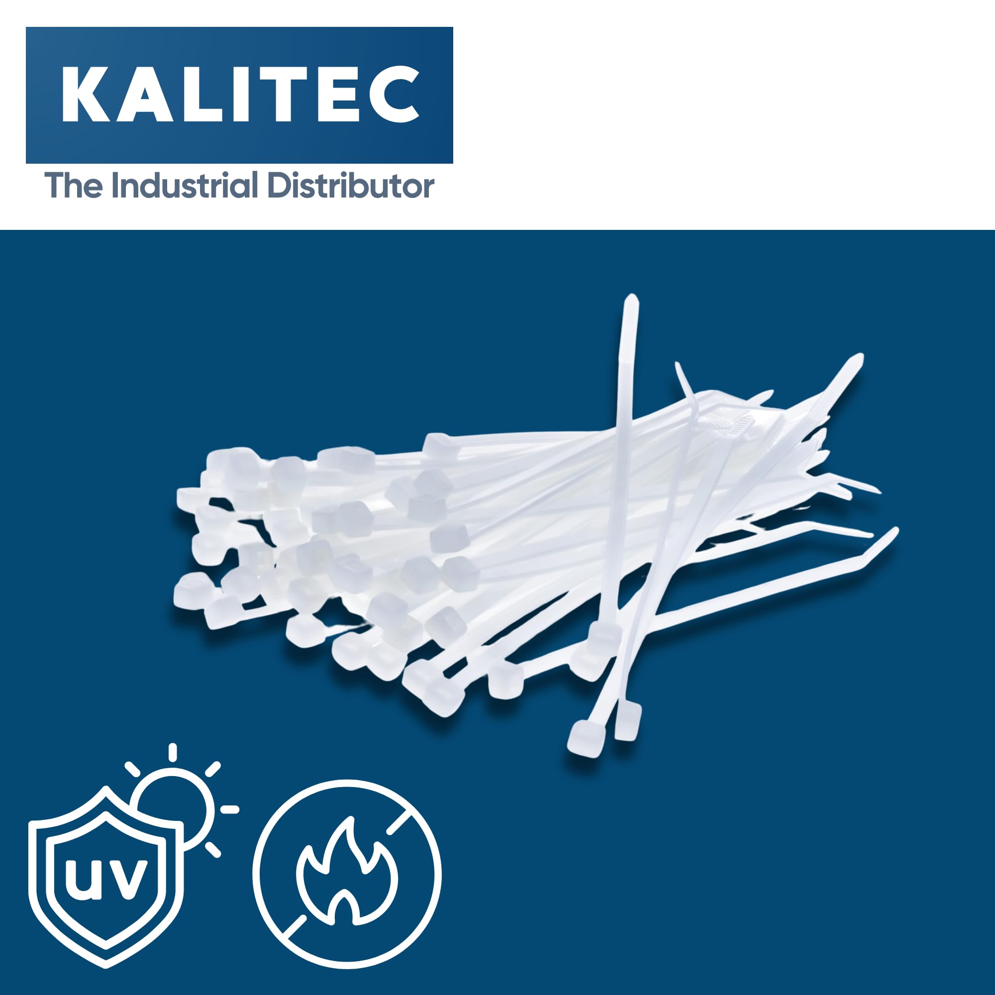 Pack of 100 Kalitec Cable Ties, Natural, 200 mm x 2.5 mm, Cable Ties, UV-Resistant, Transparent Cable Ties - Image 3