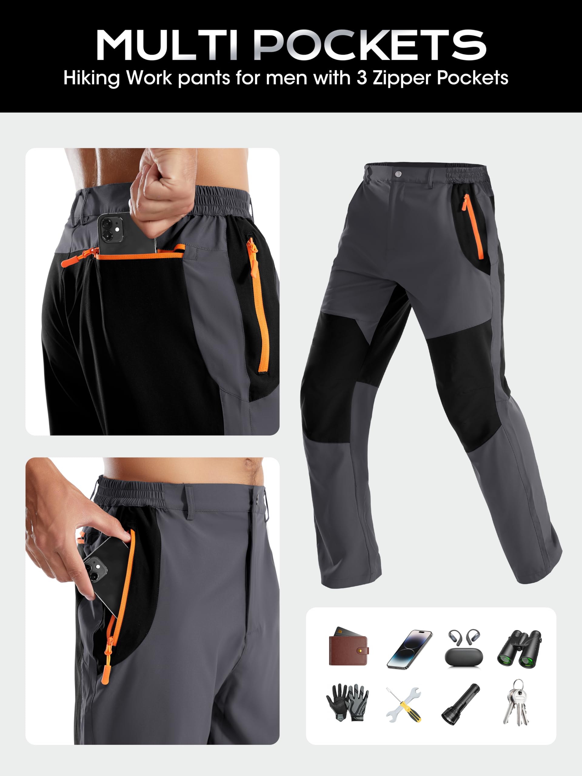 Men's Cargo Work Pants Tactical Hiking Joggers Water Resistant Lightweight Multi-Pocket for Outdoor Fishing Climbing Work - image 6