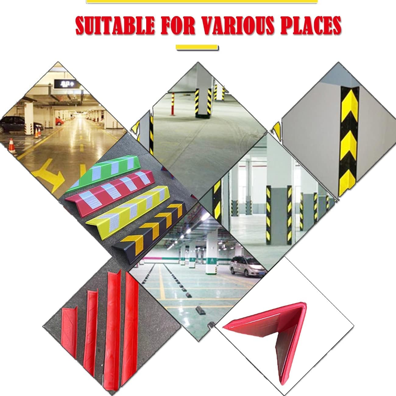 Self-Adhesive Garages Wall Protector, Foam Edge Bumpers Strip for Parking Columns, Reflective Wall Corner Guard for Warehouse/Parking Narrow 4 Colors Available (Color : Yellow)