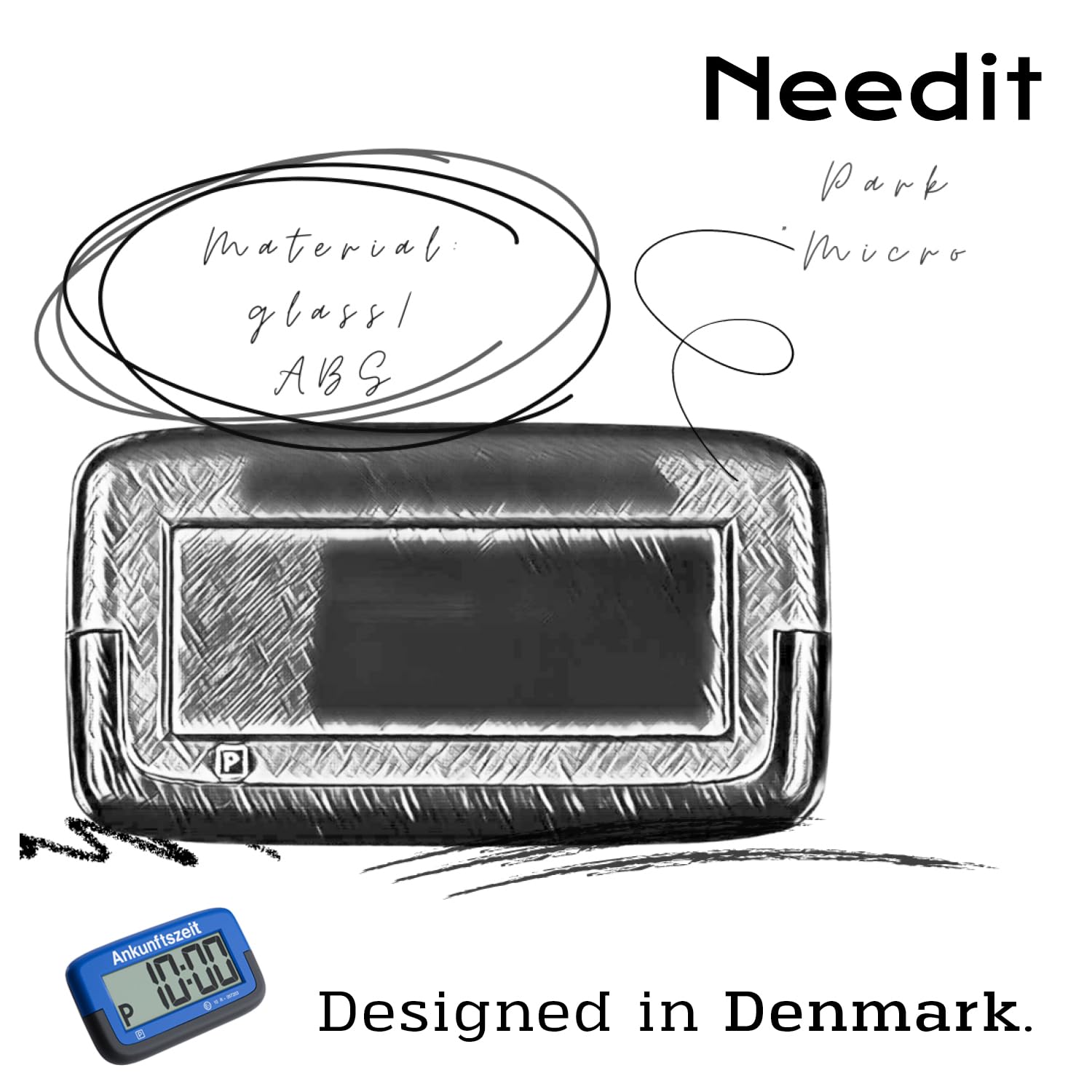 Needit Parkscheibe ParkMicro PS1800 800mm x 45mm x 10mm Autoadhesivo