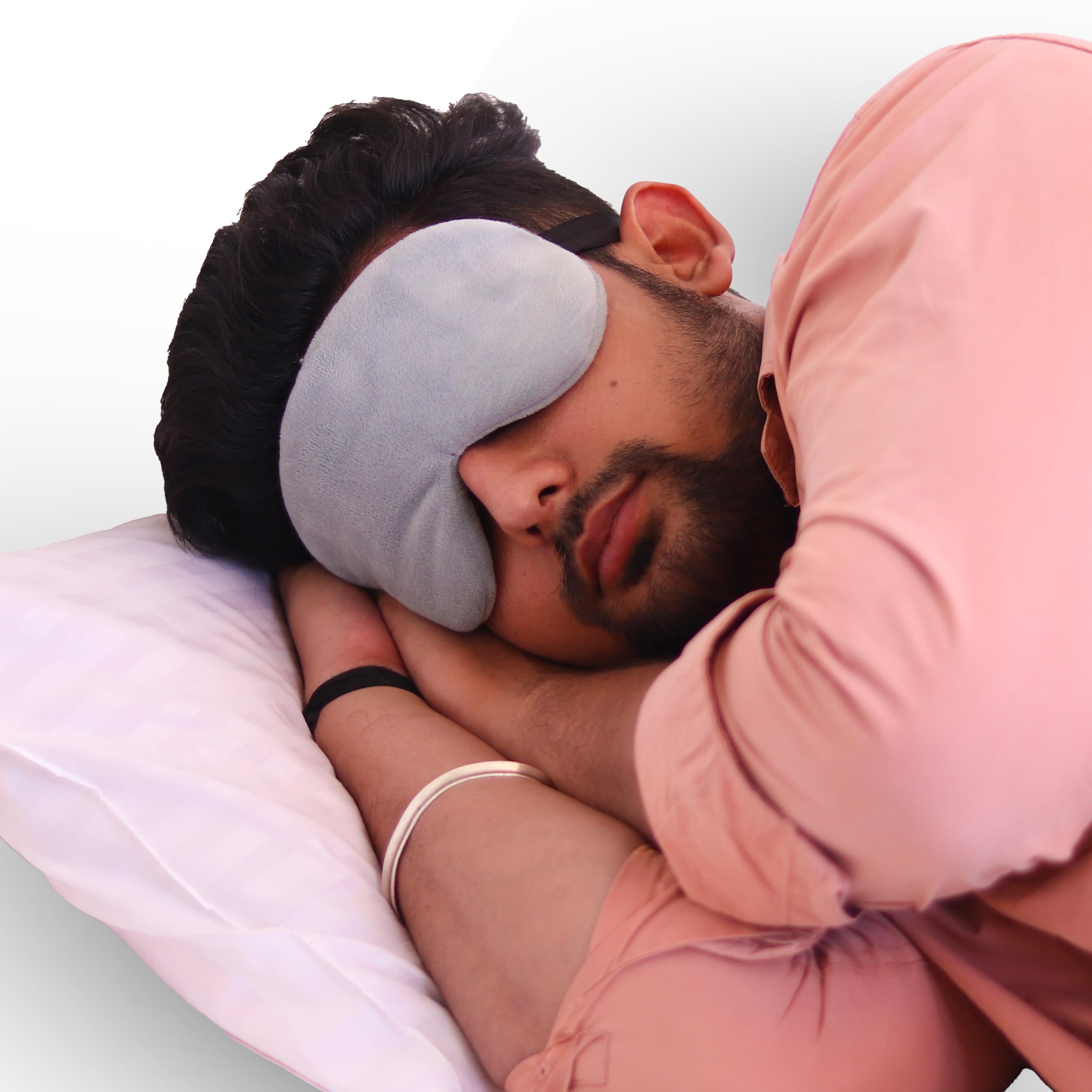 Fabric Adjustable Sleeping Eye Mask-Super Soft & Smooth-Light Grey-Ideal For Women, Men, Old Ages, & Kids-The Comfortable Blindfold For A Restful Sleep