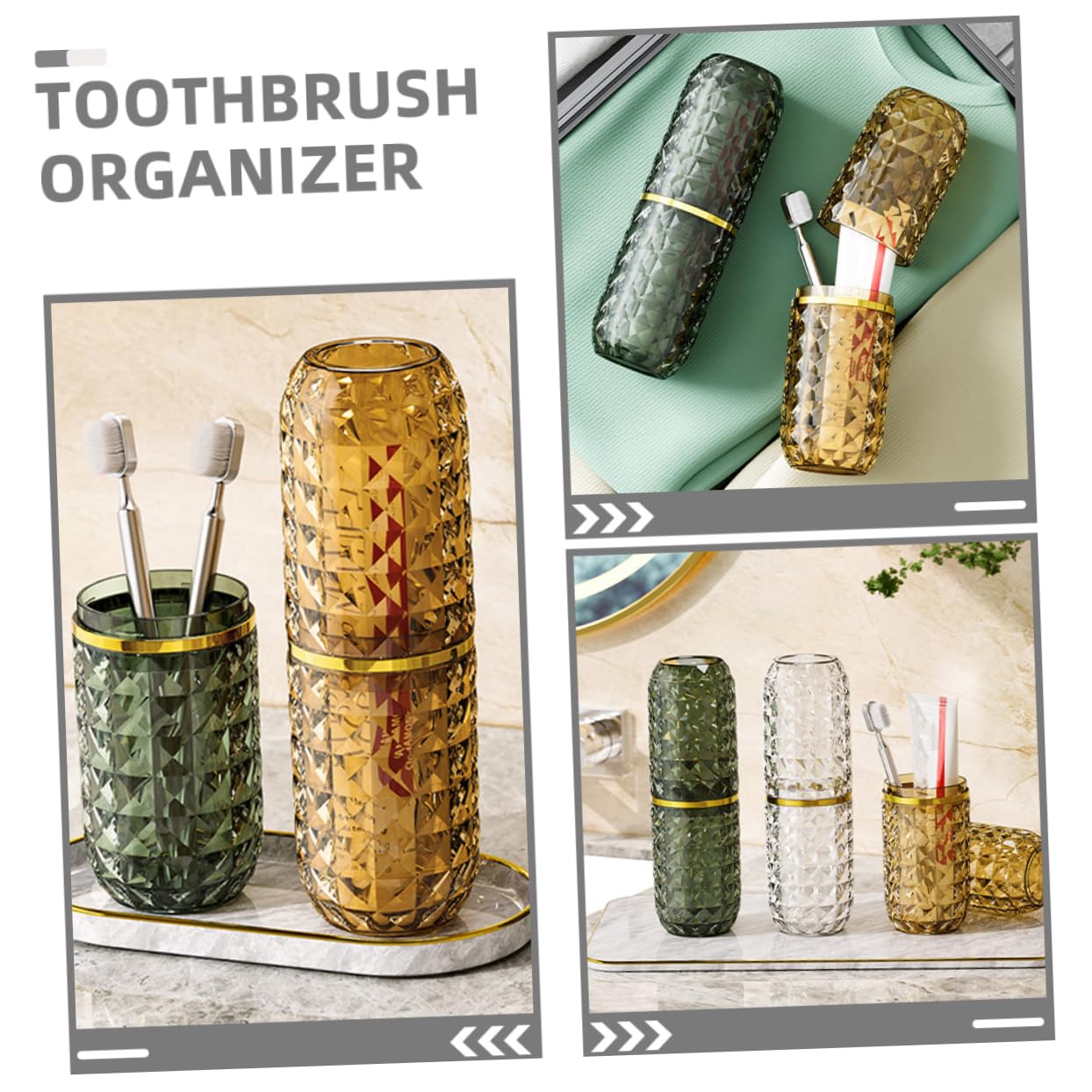 BESTOYARD 3pezzi Portaspazzolino Da Viaggio Organizer Per Bagno Contenitore Per Spazzolino e Dentifricio Design Elegante e Portatile Per Famiglie e Viaggi