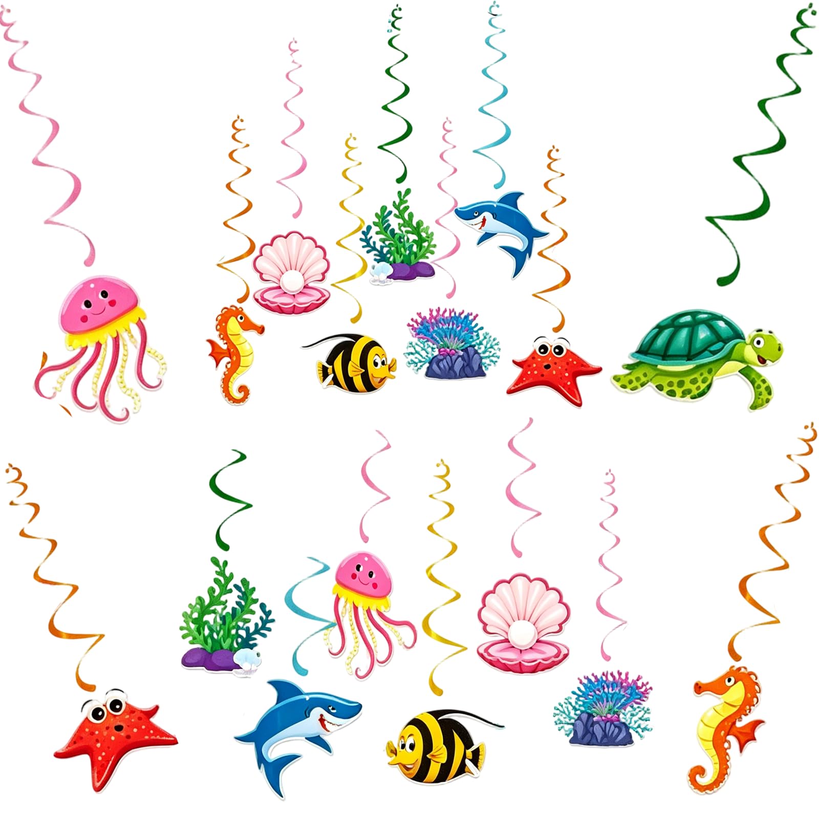18 Pcs Under the Sea Party Decorations, Beautifully Crafted Under the Sea Decorations, Under the Ocean Party Ceiling Decoration, for Birthday, Ocean Animals, Beach Parties Supplies