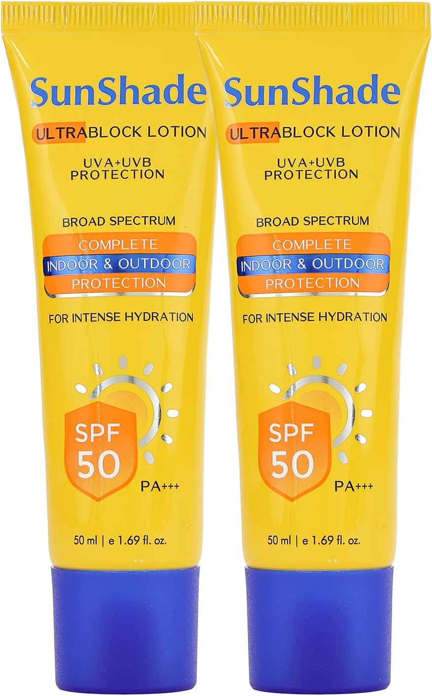 LeefordSunshade Sunscreen Body Lotion 50ml (Pack of 2) SPF 50 PA+++ for All Skin Types with Broad Spectrum UVA & UVB Protection | No White Cast, Body Sunscreen Lotion | Non Sticky Formula
