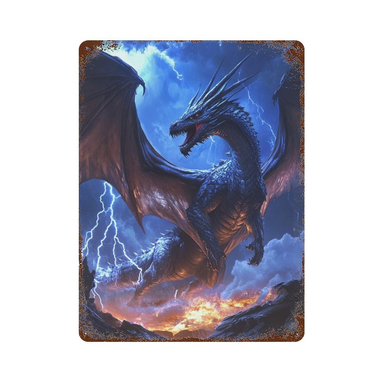Thundering Dragon Storm -2 Decorative Tin Sign 15.7"x11.8", Ideal for Garage, Bar And Workshop Decor