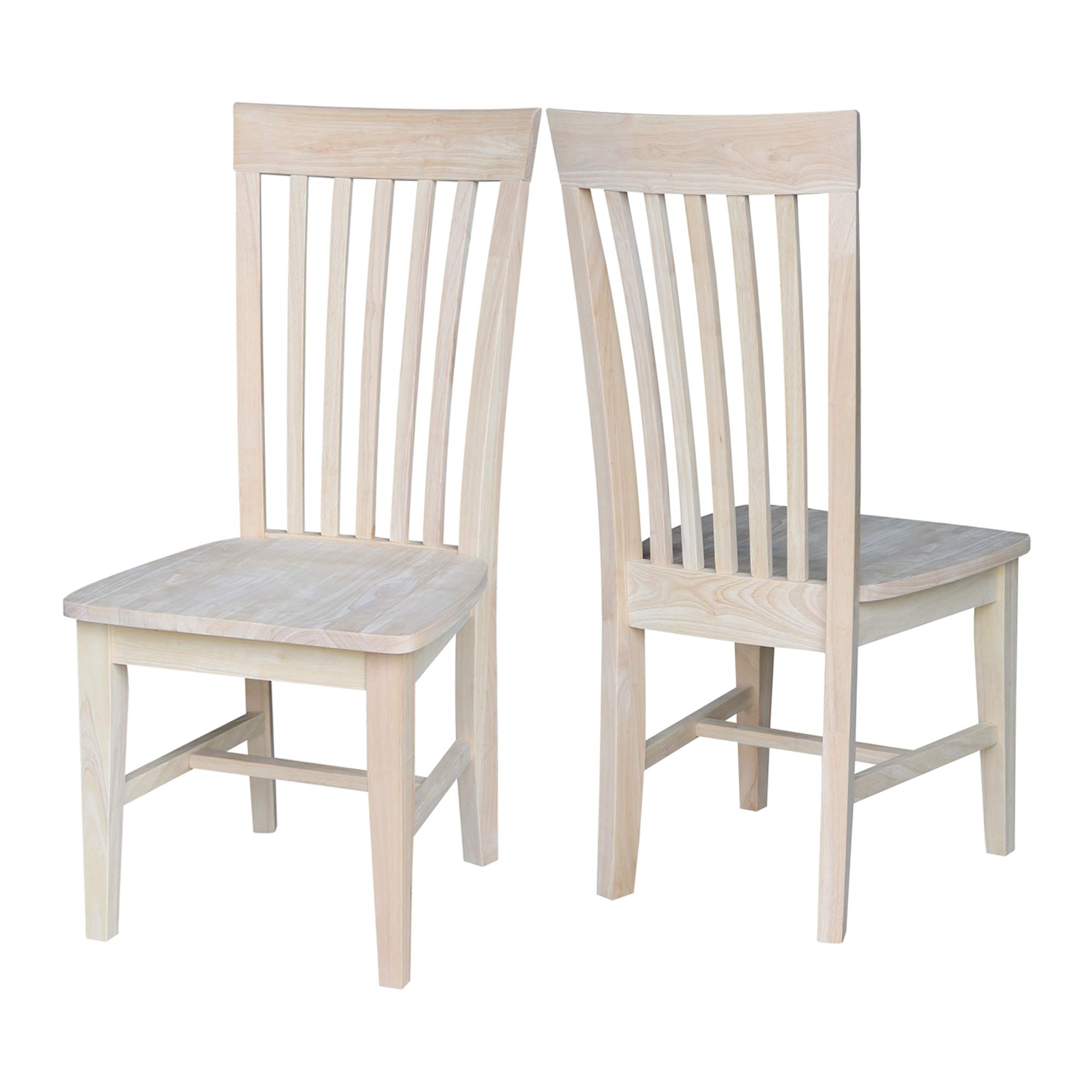 Set of 2 Tall Mission Dining Chairs Solid Parawood, Upgrade Your Dining Experience, Stain or Paint in Any Color, Sturdy and Long-Lasting, 18.1"W x