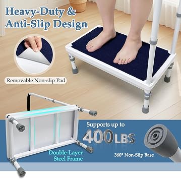 Bed Steps for High Beds for Adults Bedside Stool with Handle for Elderly