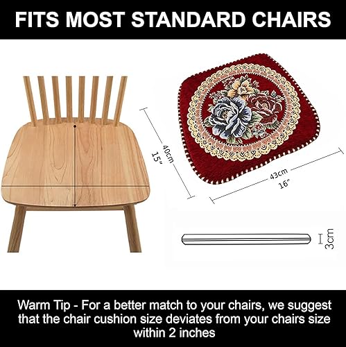 Miniatura 3 de JREDDI Juego de 4 cojines para sillas de comedor, cojines para sillas de cocina, estilo círculo, flores, cojines para sillas de comedor,