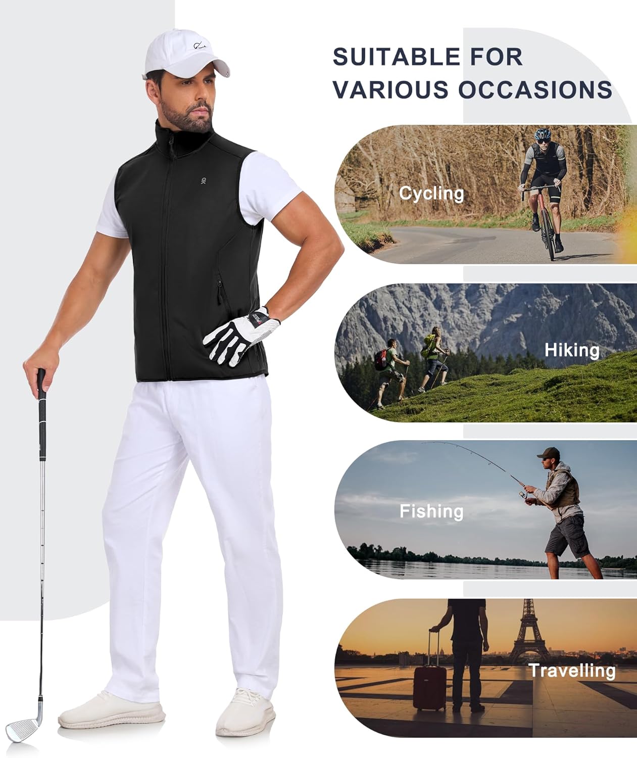 Little Donkey Andy Men's Water-resistant Outerwear Vests, Stretch Windproof Vest for Cycling, Running, Golf - Image 9