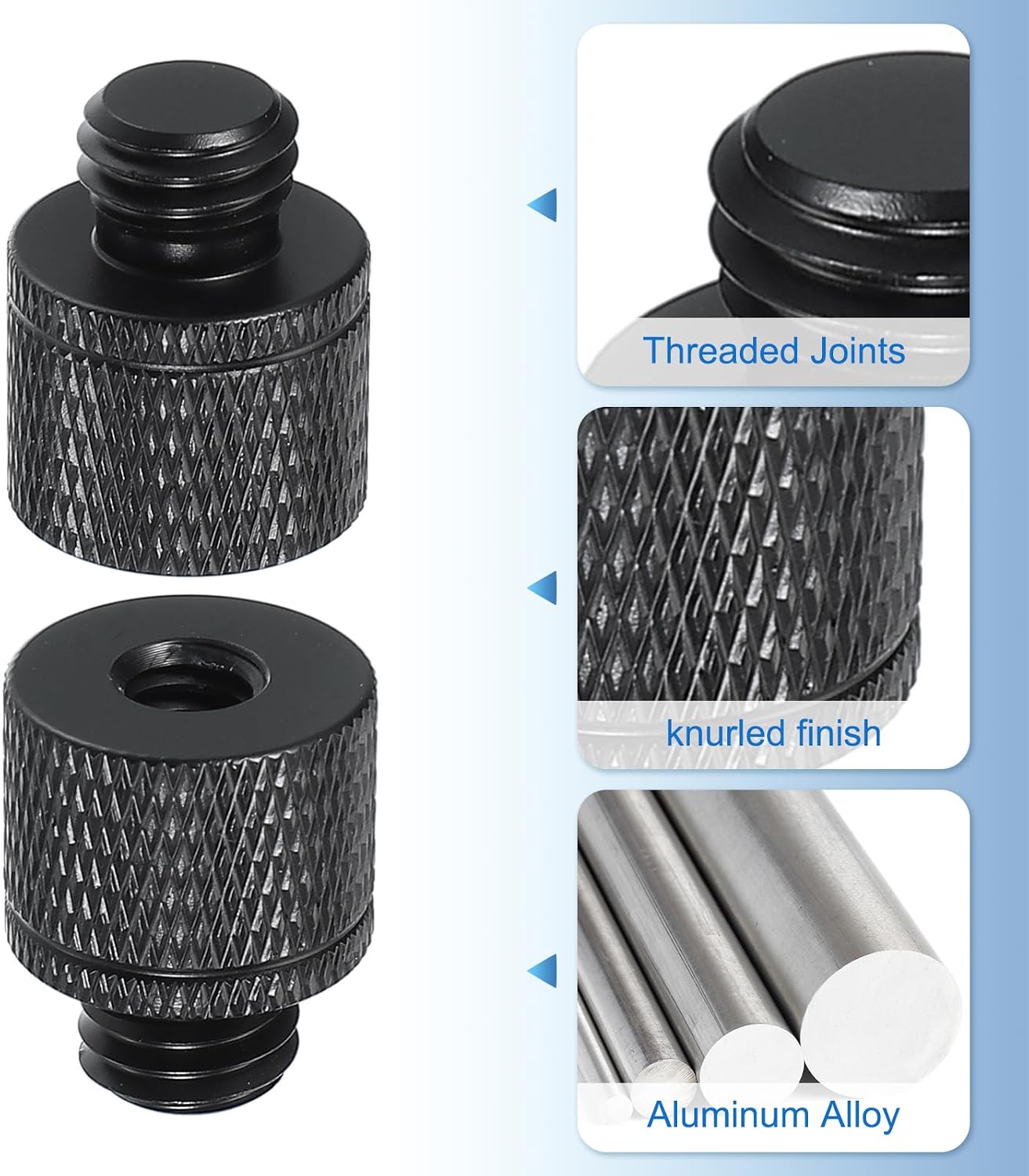 PATIKIL Tripod Screw Adapter 1/4" Female to M10 Male, 2 Pcs Tripod Nut Connectors Camera Mount Screw Camera Double Head Converter for Microphone Holder Magic Arms Accessories, 20 mm