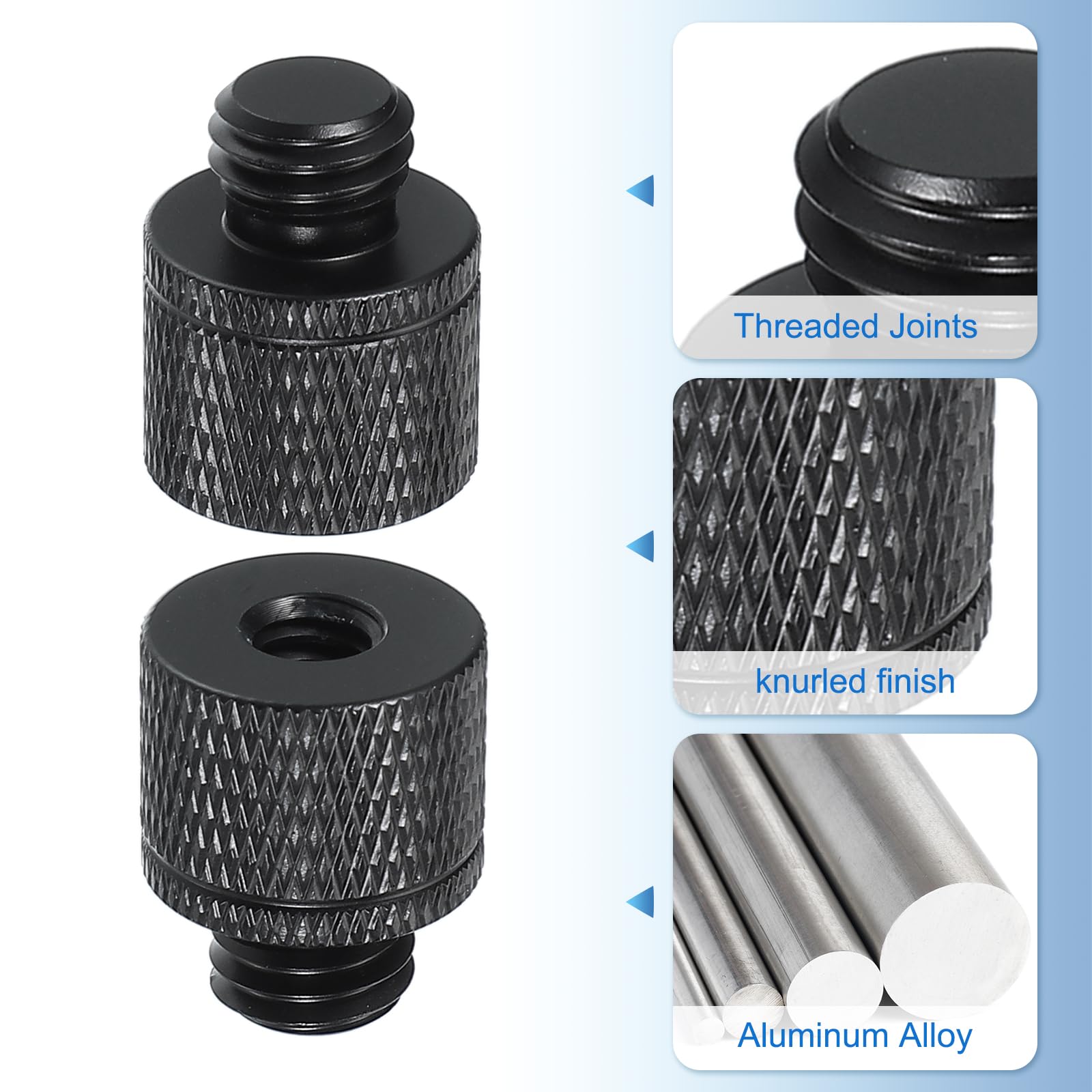 PATIKIL Adattatore Vite Treppiede Femmina 1/4" Maschio M10, 2 Pz Connettori Dado Treppiede Vite Supporto Fotocamera Convertitore Doppia Testa Per Accessori Supporto Microfono, 20 Mm