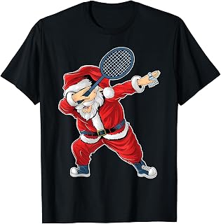 Badminton Christmas Dabbing Santa Claus with Shuttlecock T-Shirt