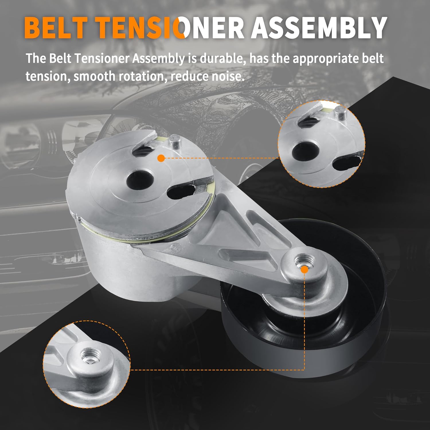 BUYMACHINERYPARTS 10229114 38108 Drive Belt Tensioner Assembly with Pulley, Compatible with 89-95 Chevy Blazer, for 92-95 Yukon，for 92-95 Chevy K1500 K2500 K3500