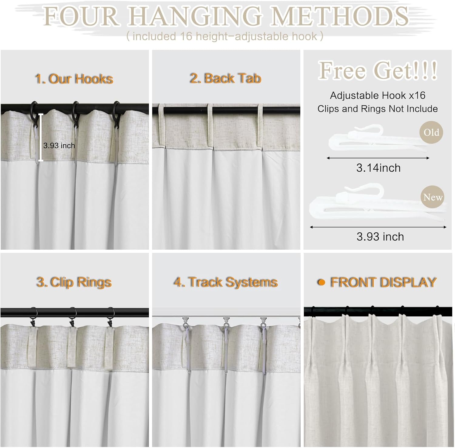 YZ HOME Extra Wide Pinch Pleated Curtains for Sliding Glass Door, Linen Natural Full Blackout Curtains for Bedroom Living Room Memory Trained Thermal Insulated Drapes with Hooks, 1 Panel, 70''Wx90”L