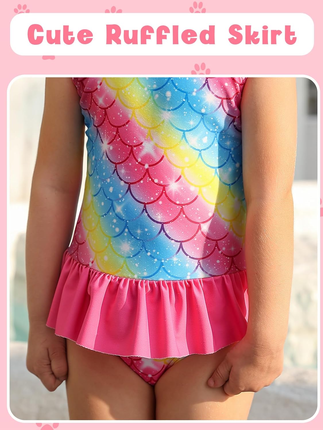 Toddler Girl Swimsuit One Piece Mermaid Bathing Suit Cute Ruffle Hawaiian Beach Swimwear - Image 5