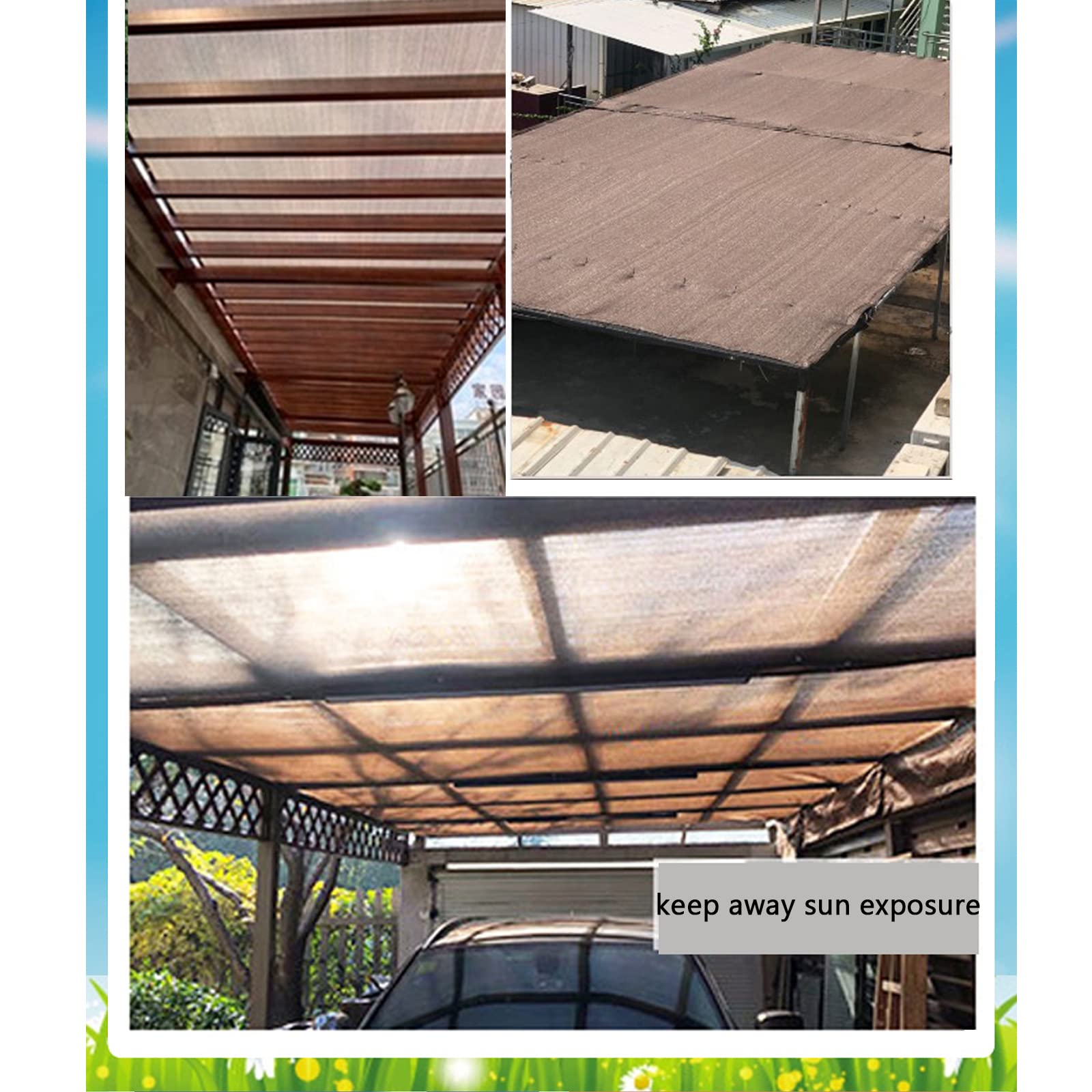 Red de Sombra Marrón Sombra Solar Malla Rectangular/Cuadrada,Toldo Vela de Sombra con Ojales,90% Malla Sombreadora de Bloque UV Pantalla de Privacidad para Patio Jardín (3x10m)