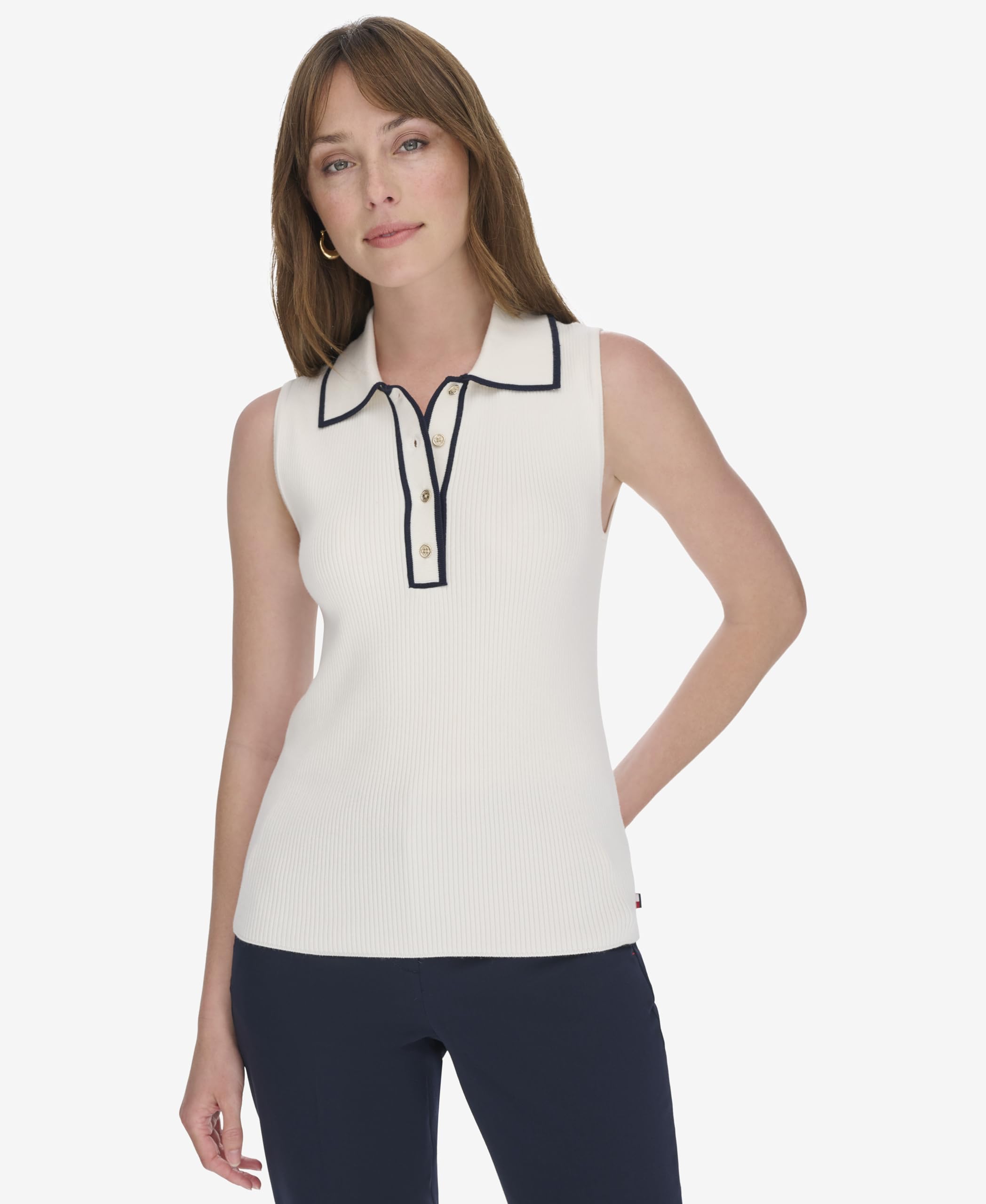 Tommy Hilfiger Damen Polo Sweater Sleeveless Top Ärmelloses Poloshirt (1er Pack)