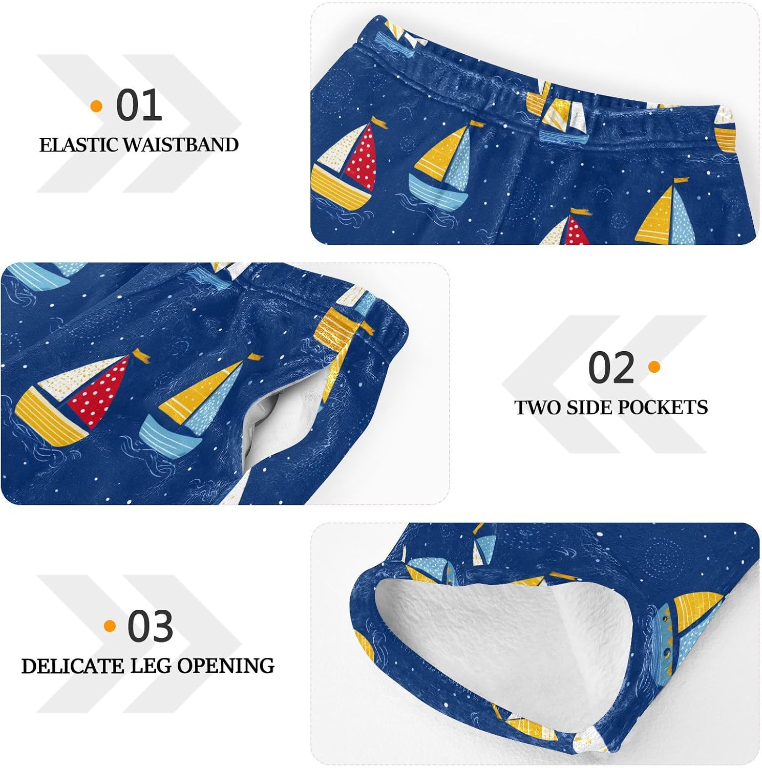 visesunny Cute Sailboat Boys Pants for Kids Fleece Bottoms Long Jogger Pants Trousers with Pockets Size 6-14Y