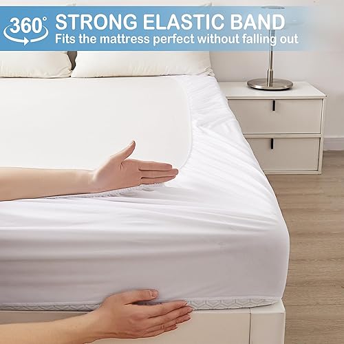 Miniatura 6 de Mooreeke Protector de colchón de nailon de alta calidad, 100% impermeable, naturalmente refrescante, suave, silencioso, transpirable y más suave que