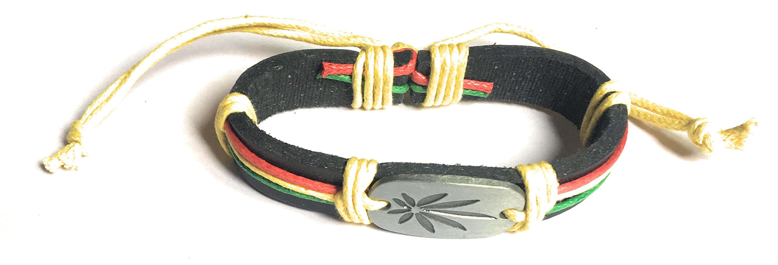 glitz Fashion Genuine Leather Metal Leaf Charm Size Adjustable Bracelet Wristband for Unisex-picture-10