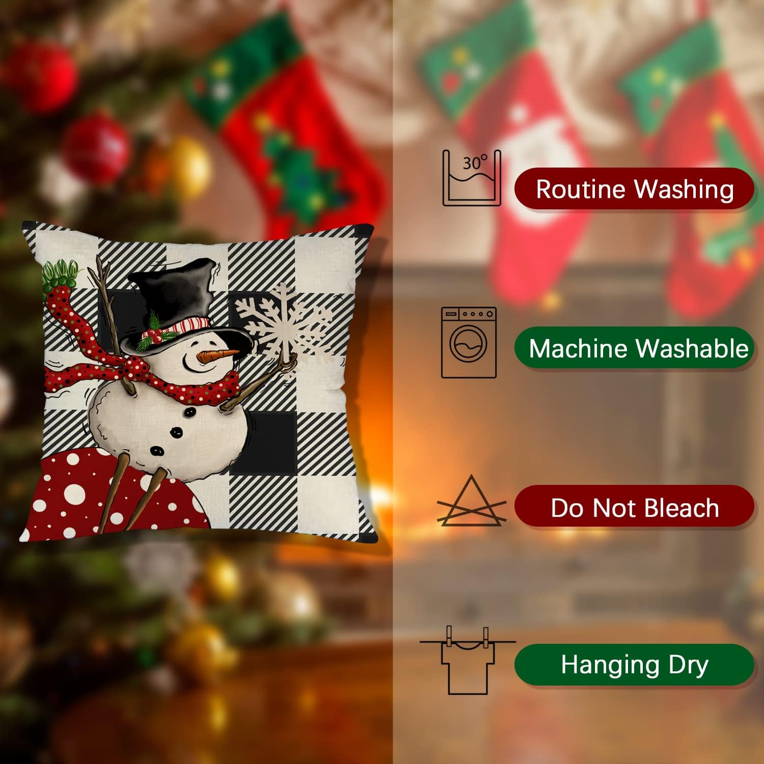 Artmag Christmas Decorations Pillow Covers 24x24 Set of 4, Decorative Farmhouse Gnome Snowman Merry Christmas Pillow Cover Shams Cases Slipcovers for Couch Sofa Decorations
