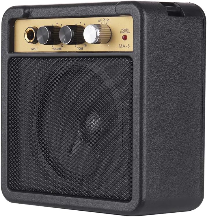 Muslady Mini Guitar Amplifier Amp Speaker 5W with 6.35mm Input 1/4 Inch Headphone Output Supports Volume Tone Adjustment Overdrive
