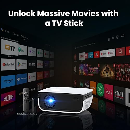 Miniatura 6 de Mini proyector, proyector de película portátil para exteriores, proyector pequeño compatible con 1080P y 200 pulgadas, compatible con TV Stick,