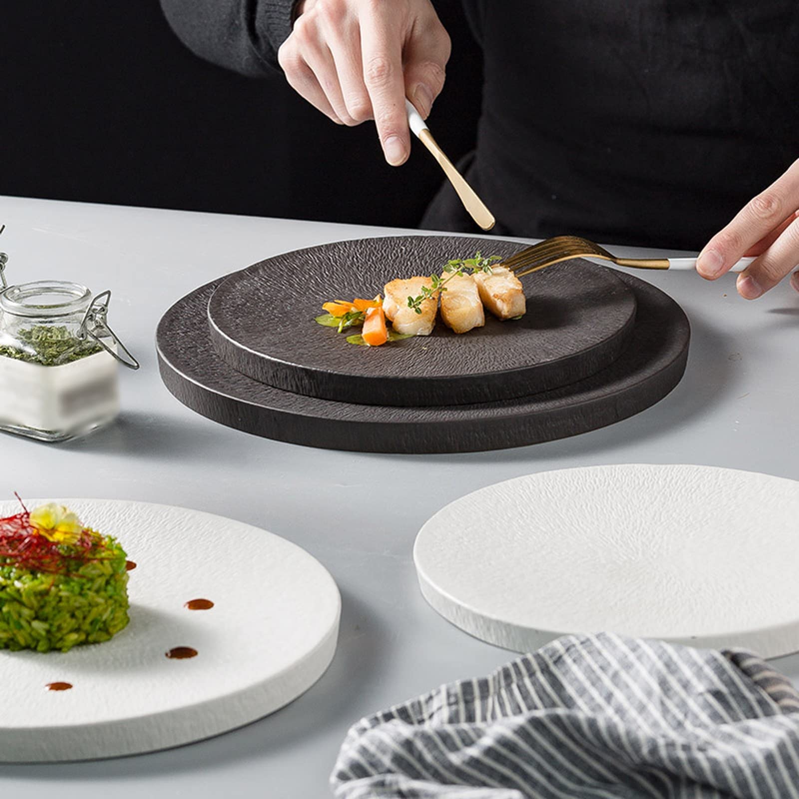 Plaque de Service Assiette à steak créative Assiette à manger occidentale Assiette à manger à la maison Assiette commerciale for la maison, le restaurant, l'hôtel Assiettes ( Color : Bianco , Size : S