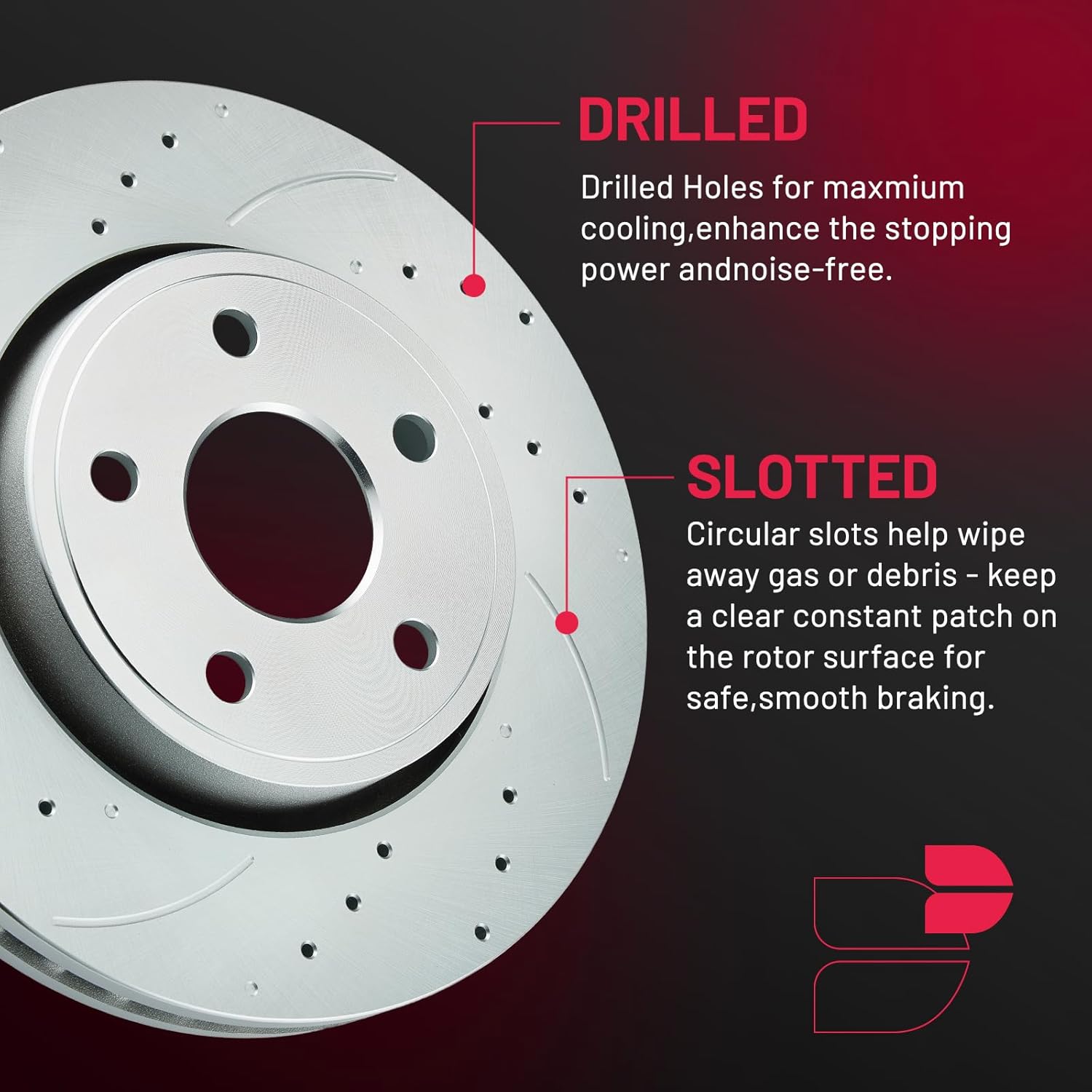 BDFHYK Front Brake Kit Compatible with Jeep Grand Cherokee 11-18, Compatible with Dodge Durango 11-20, V6 V8 3.6L 3.0L, Drilled Slotted Brakes Rotors and Ceramic Brake Pads, Replace S-53062, D-1455