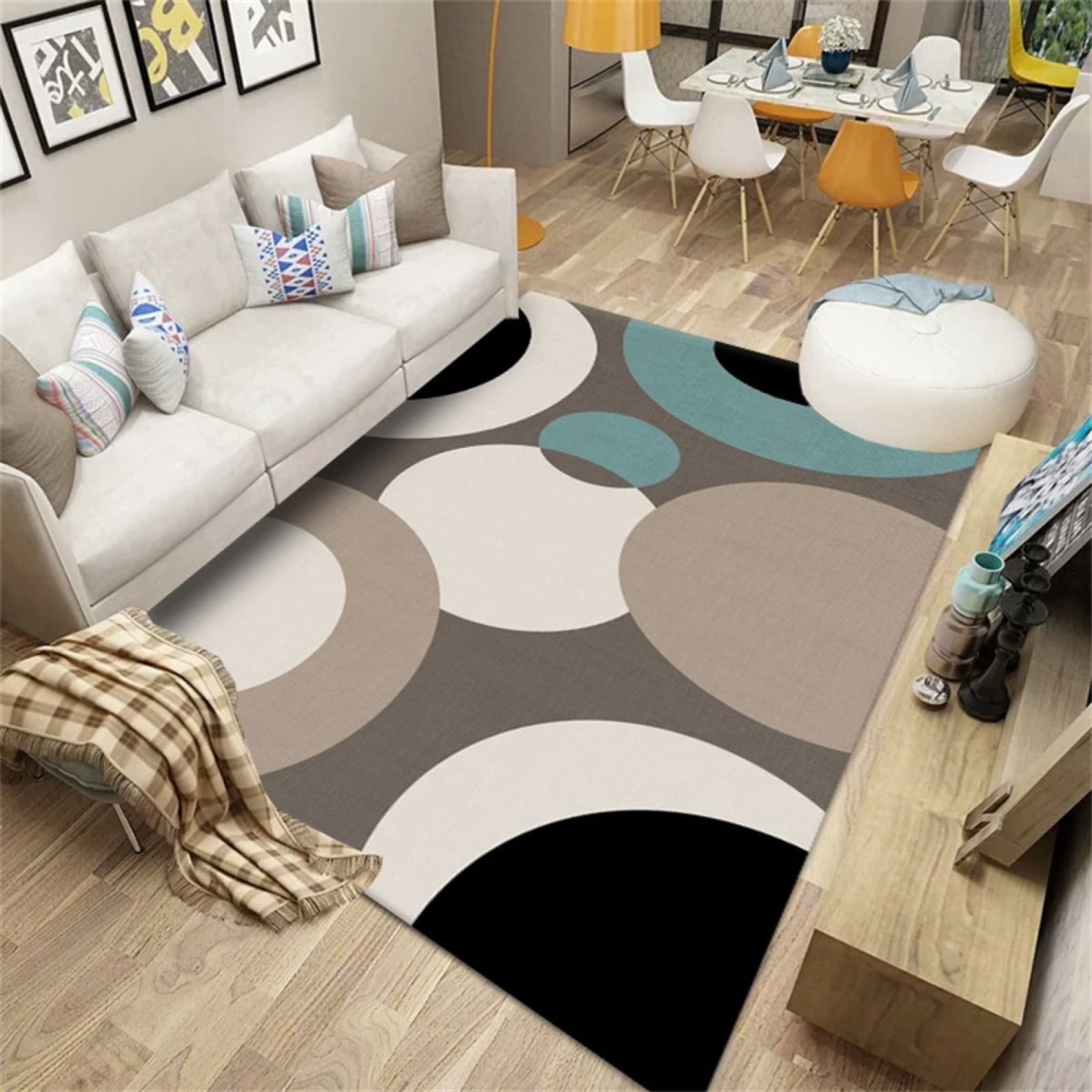 Tapis de jeux enfant gris 140x200cm géométrique pour salon et chambre ado