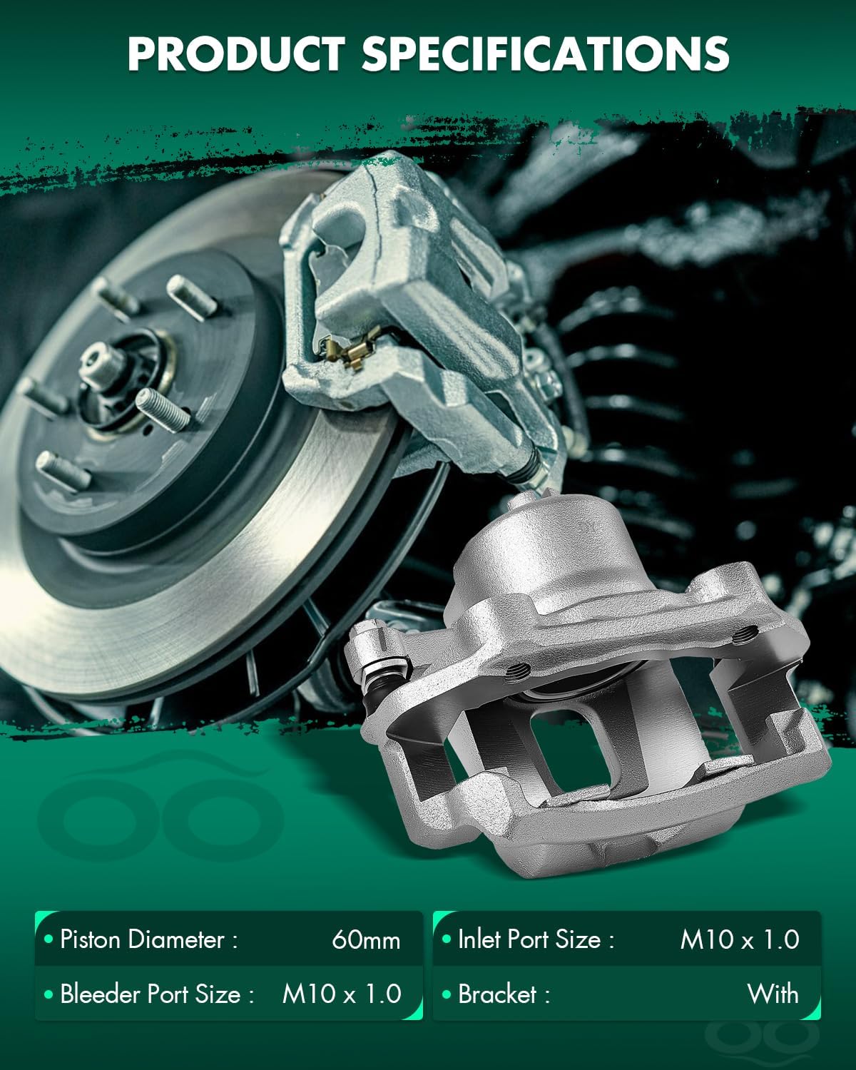 SCITOO 19B956A Front Left Disc Brake Caliper w/Bracket Fit For Nissan For 720 1983-1986,For Nissan For D21 1986-1994,For Nissan For Multi 1986-1988,For Nissan For Pickup 1986-2004, Single Piston