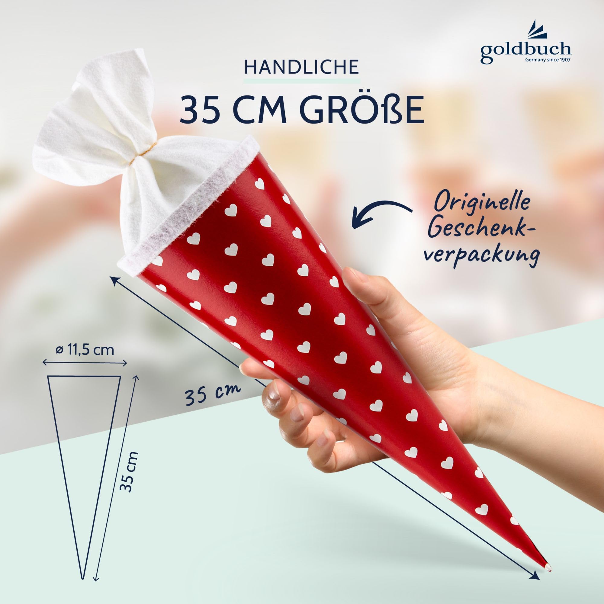 Cono Scuola 35 cm Cuori