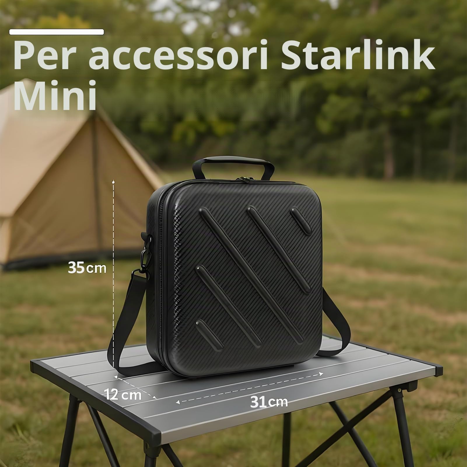 Starlink Mini Case Impermeabile Eva, Travel Ultraleggero con vani accessori, adattatore pipe, cavo Ethernet e alimentazione, Nero