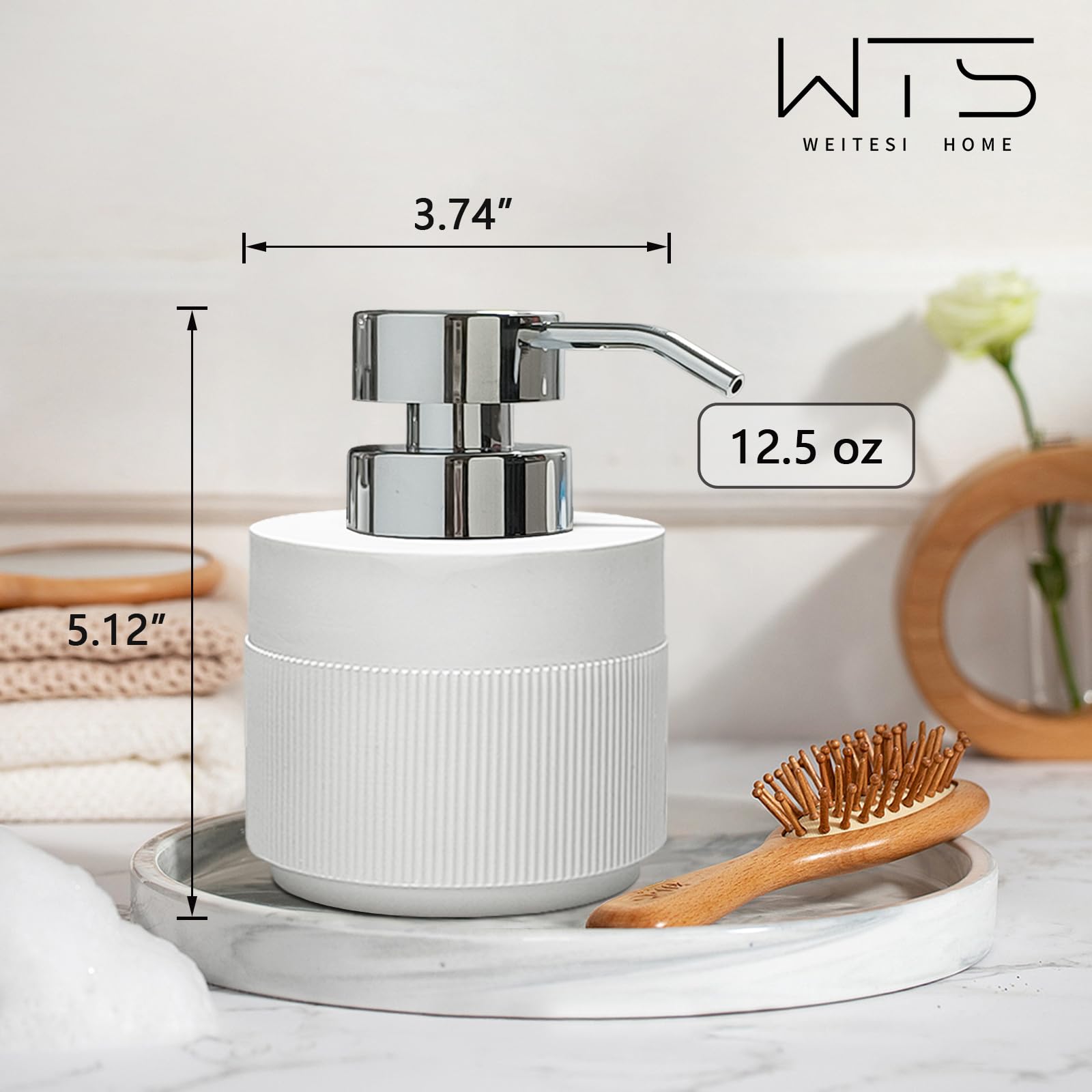 Dispensador de jabón de resina con bomba, jabón líquido de manos o champú recargable, elegante dispensador de jabón para encimera de baño o fregadero de cocina, dispensador de jabón de baño premium de