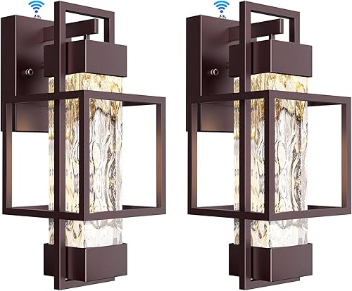 Miniatura 15 de PARTPHONER Lámparas modernas para exteriores del atardecer al amanecer, paquete de 2, apliques de pared exterior de 15 pulgadas, impermeables
