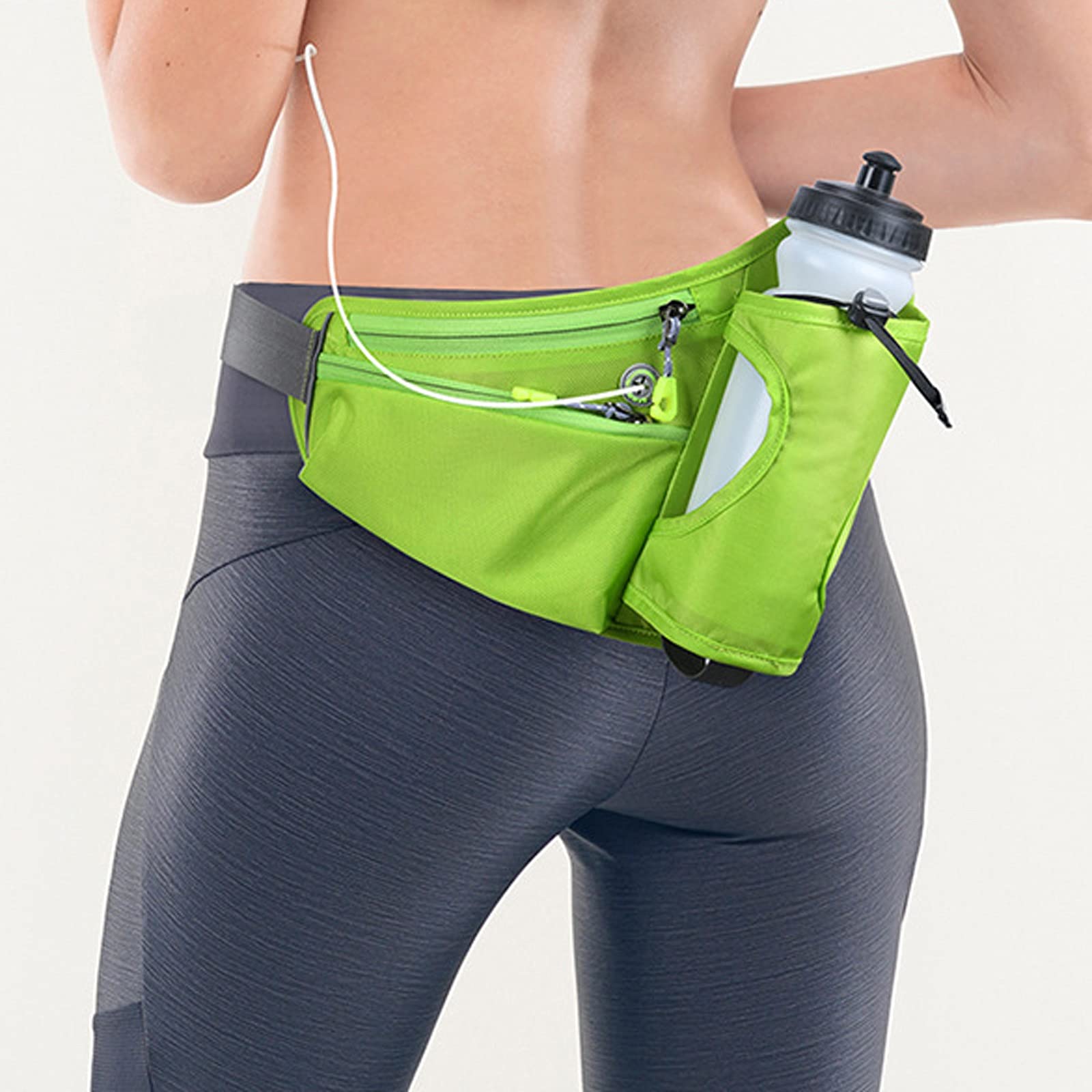 Riñonera para Correr, Bolsa para Botella de Agua, Bolsa pequeña para Gimnasio, Deportes al Aire Libre, Fitness (Negro)