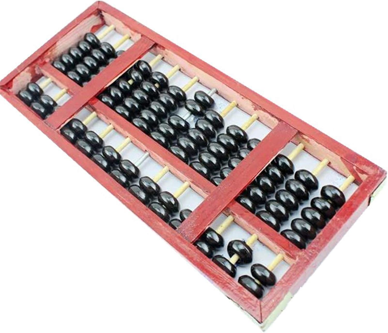 Abacus Office Decoration Accessories Calculation Abacus Retro Wood Frame 13-Position PVC Bead Students Abacus (Color : Black, Size : 28 * 12 * 2cm)