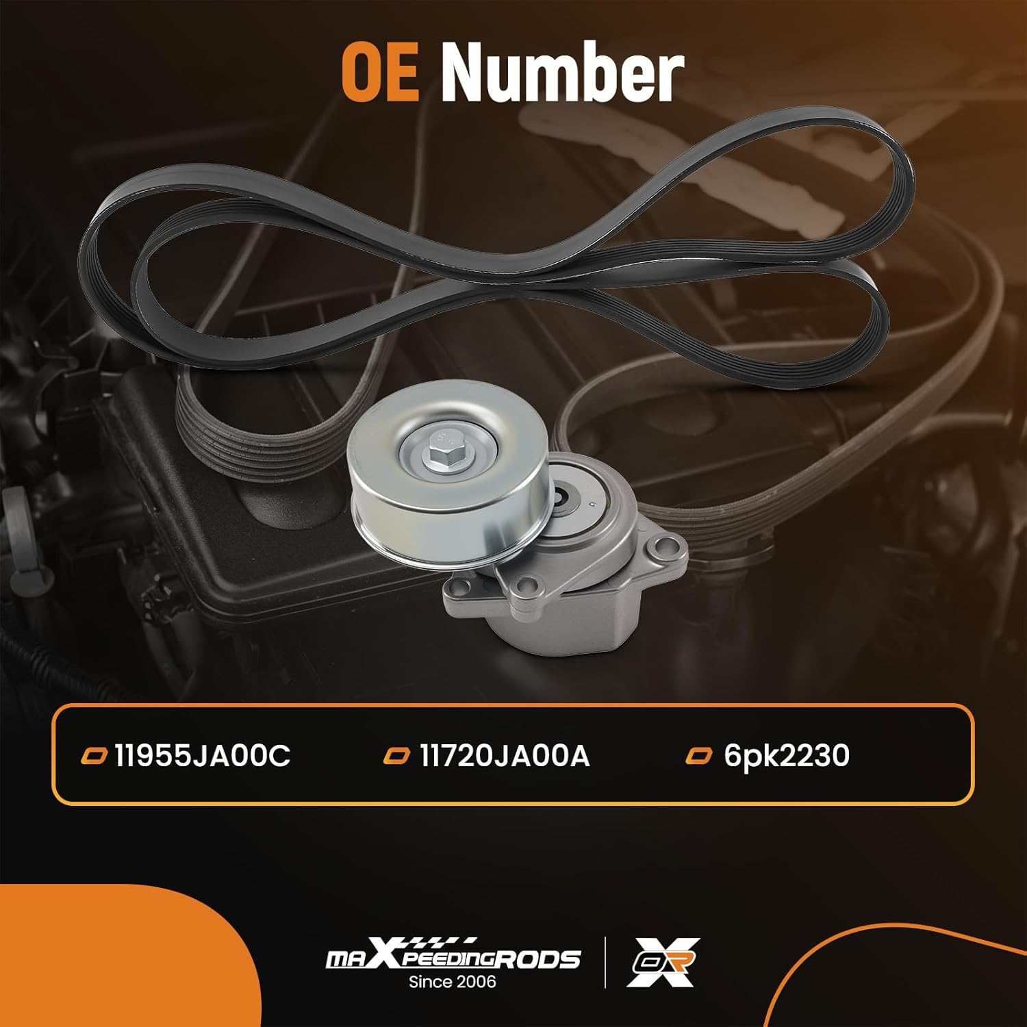 maXpeedingrods Engine Serpentine Belt Drive Kit Compatible with Nissan Altima 2007-2013 2.5L 11955JA00C 11720JA00A 6pk2230