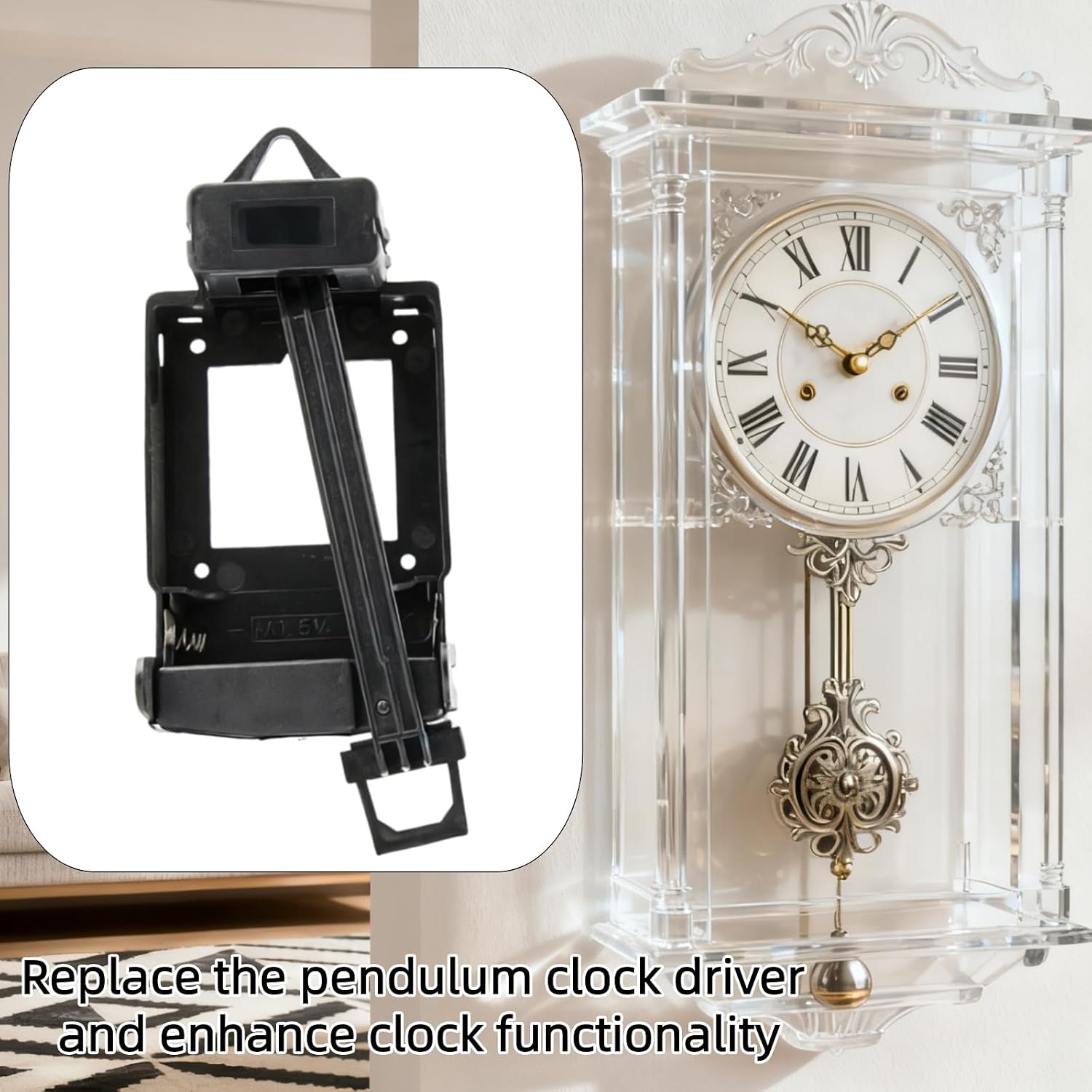 2 PCS Clock Mechanism with Pendulum Heavy Duty Clock Movement Mechanism Replacement Pendulum Quartz Swinging Rocking Case for DIY Craft