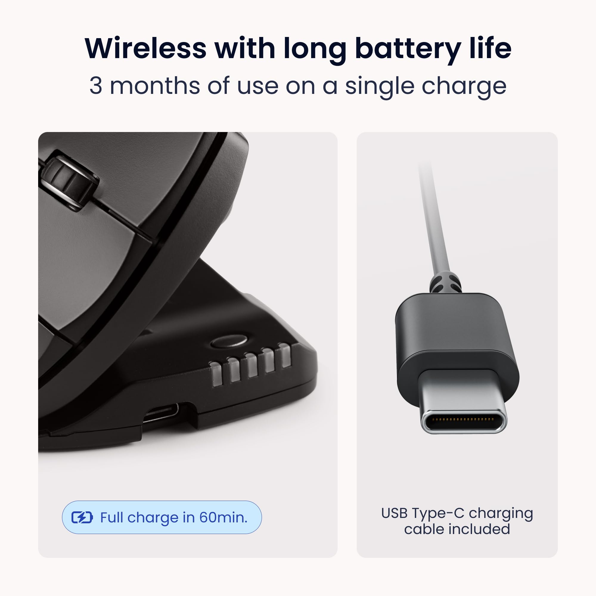 Contour Unimouse Ergonomiczna mysz pionowa regulacja kata 35°-70°, 6 programowalnych przycisków, konfigurowalna regulowana podpórka kciuka, Plug & Play, kompatybilna Mac i PC - bezprzewodowa - prawa