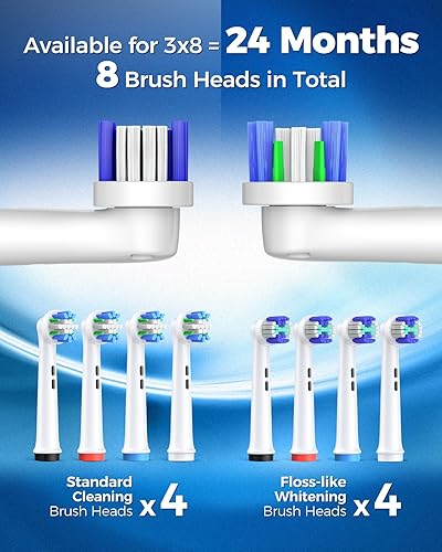 Miniatura 4 de TEETHEORY Cepillo de dientes eléctrico giratorio para adultos con 8 cabezales de cepillo (2 tipos), 4 modos de limpieza profunda cepillo de dientes