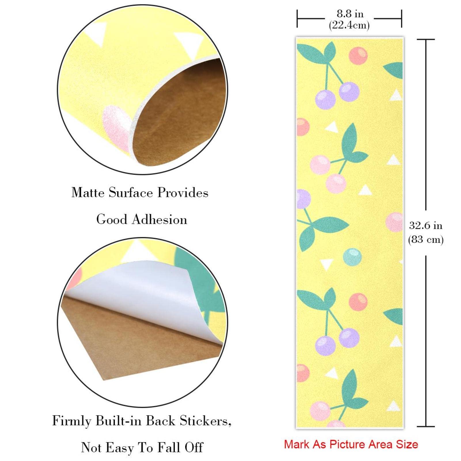 Colorful Cherry Lot de 2 feuilles de papier abrasif pour planche de skateboard et longboard