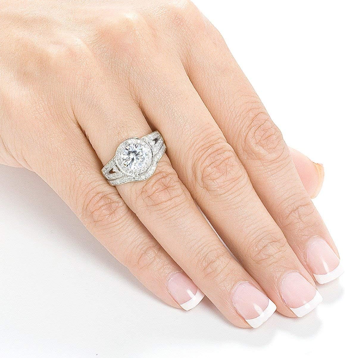 Kobelli Moissanite Halo Low-set Center Bridal Set 2 Carats TW in 14k White Gold