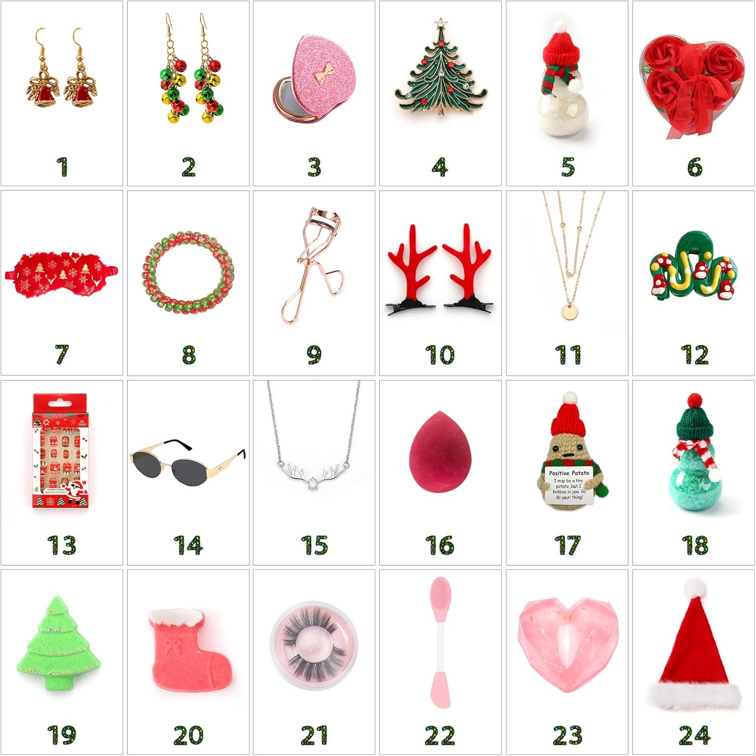 Christmas Gifts for Women, Christmas 24 Pieces Beauty Fashion and Jewelry Bath Sets for Adult, Mom, Sister, Girl.Advent Calendar 2025 for Adult Women, Surprise Gift Baskets for Wife, Sister, Girls - Image 7