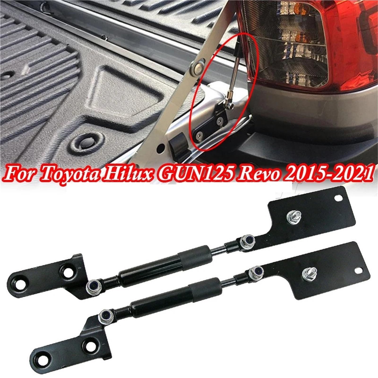 Amortyzator gazowy sprężyna gazowa Tylna Klapa Samochodu, Drążek Podtrzymujący, Zwalniacz, Amortyzator Gazowy, Pasujący Do Toyoty Hilux GUN125 Revo 2015-2021(1 Set)